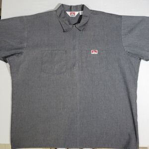 Vintage Ben Davis (Men's XXL) Quarter Zip Short Sleeve Work Shirt Gray